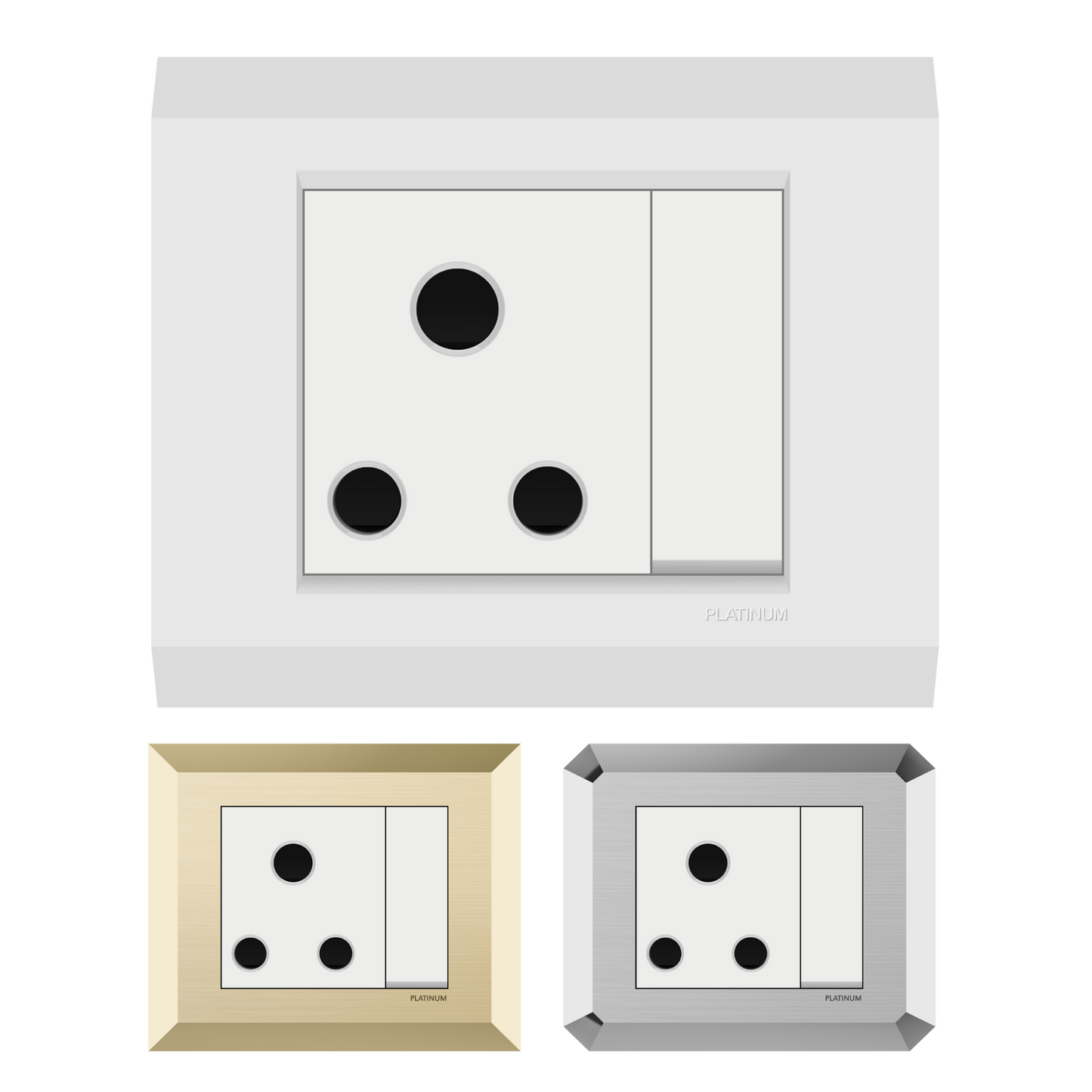 16A 3 pin Round Switched Socket Outlet (Platinum Electrical Wiring Devices)