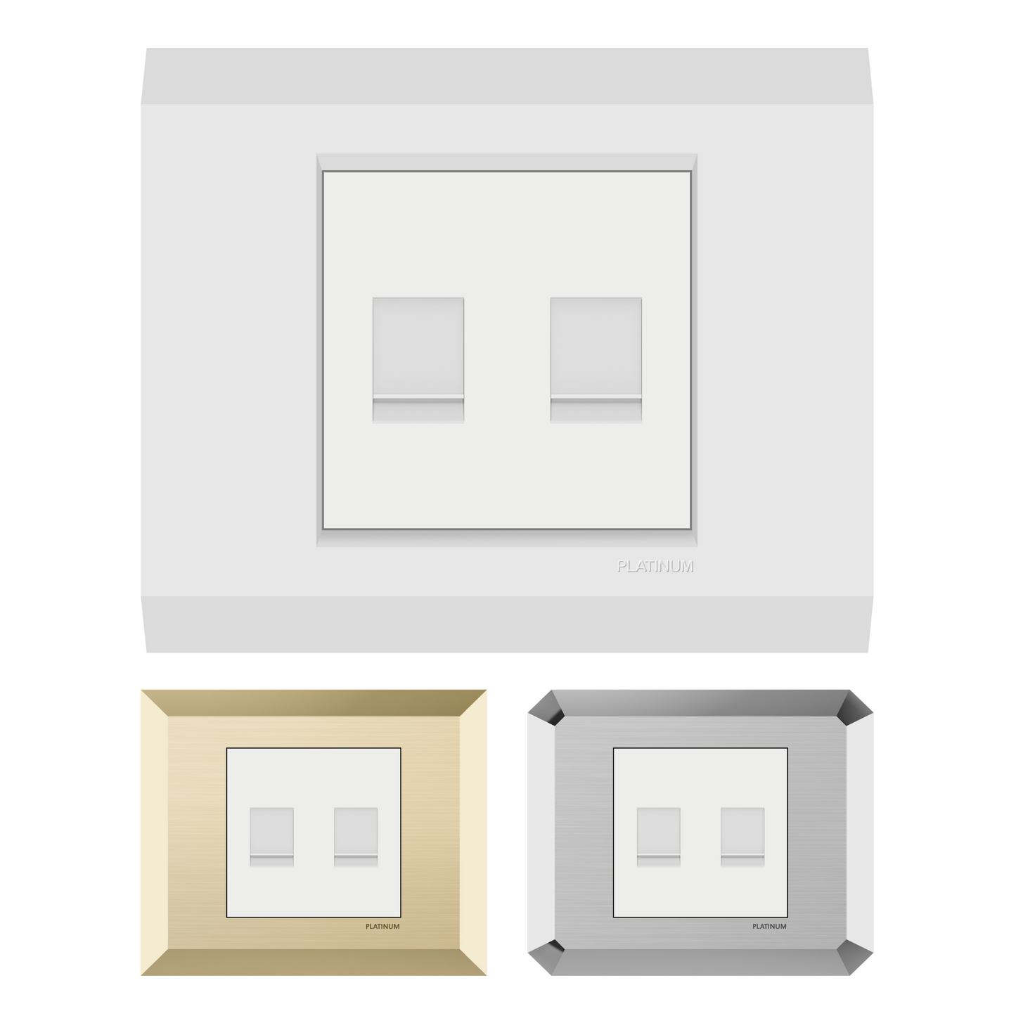Double TV Socket Aerial/Coaxial with Plate (Platinum Electrical Wiring Devices)