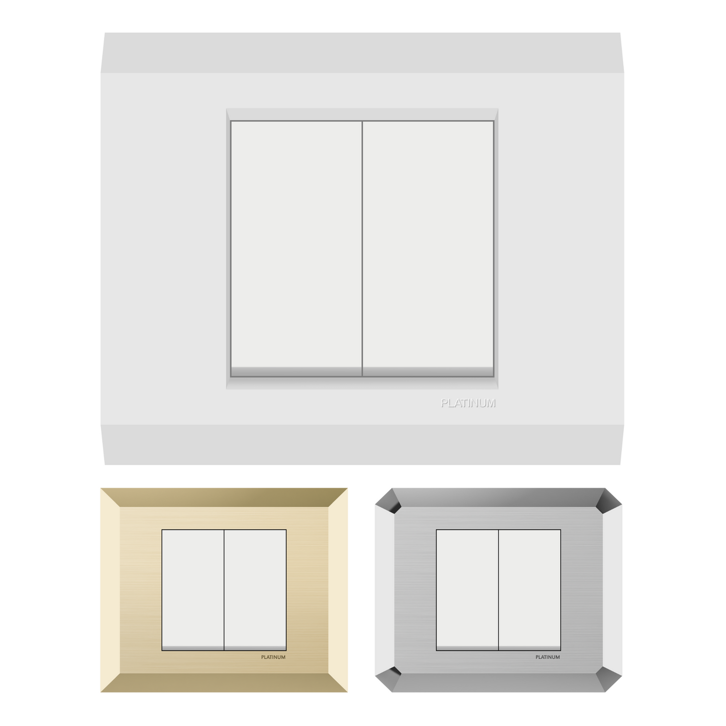 2 Gang 1 Way Switch with Plate (Platinum Electrical Wiring Devices)