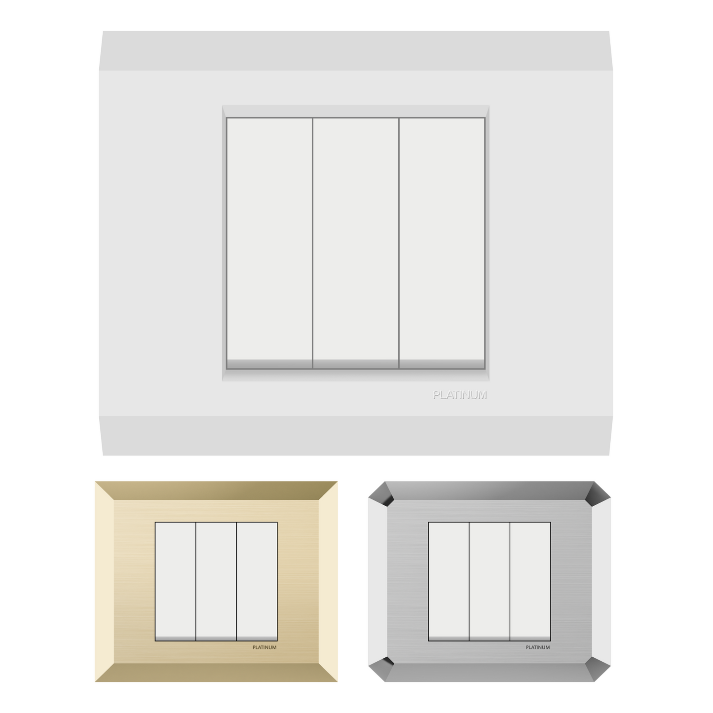 3 Gang 1 Way Switch with Plate (Platinum Electrical Wiring Devices)