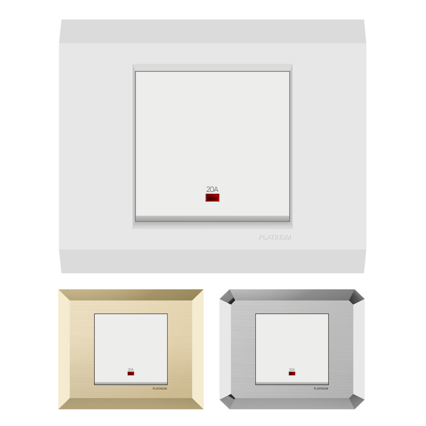 Double Pole 20A Switch with Neon and Plate (Platinum Electrical Wiring Devices)