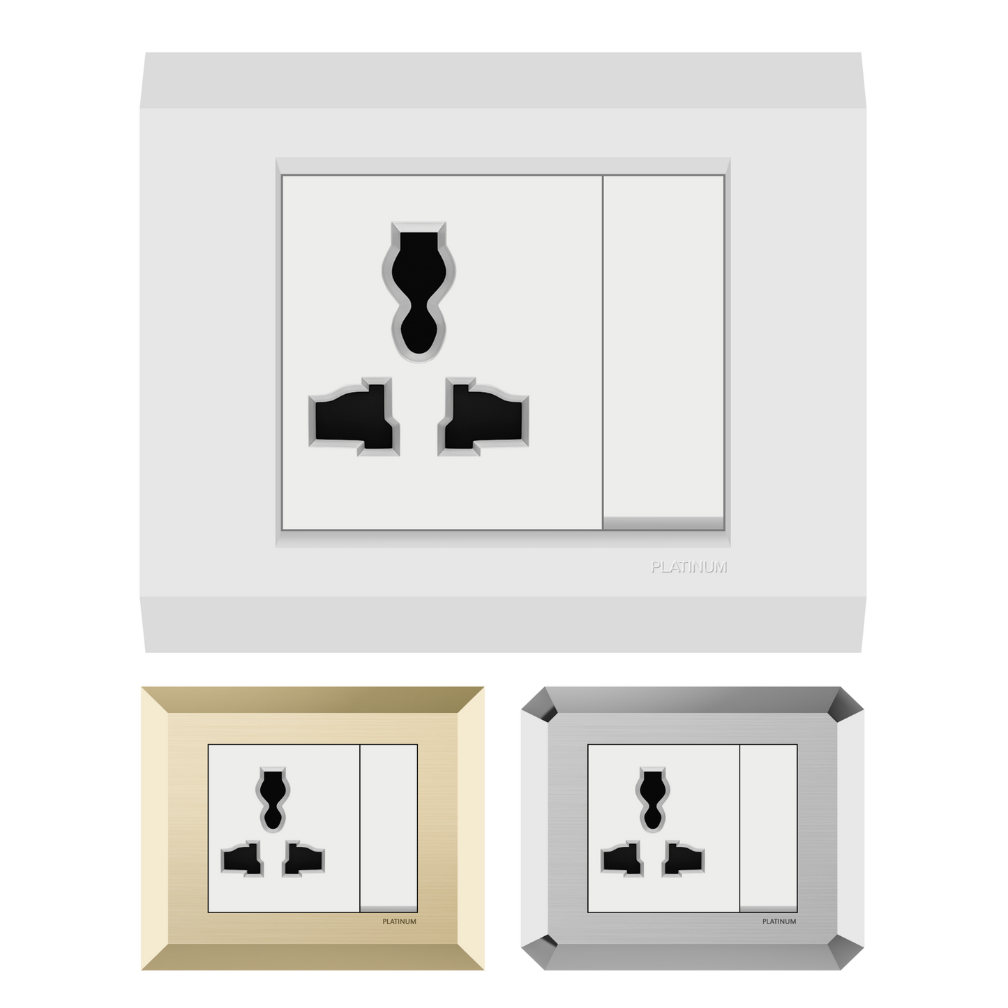 12A 3-pin Universal Switched Socket Outlet (Platinum Electrical Wiring Devices)