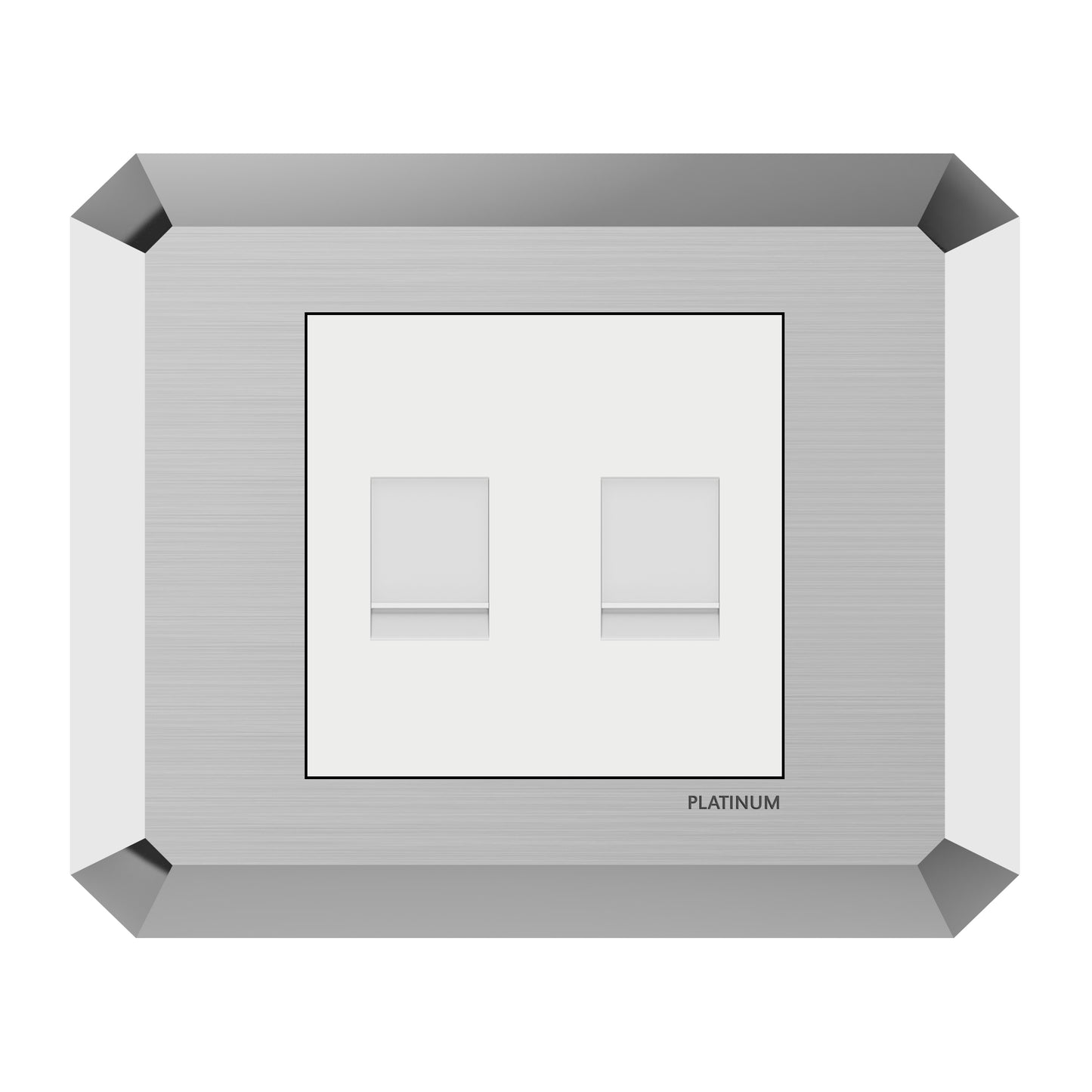 Double Computer Data Net Socket Cat5E with Plate (Platinum Electrical Wiring Devices