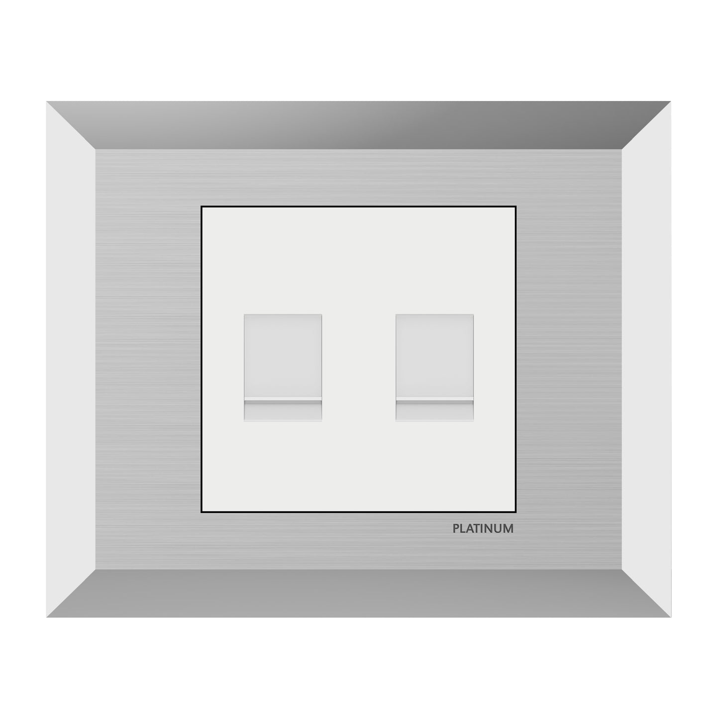 Double Computer Data Net Socket Cat5E with Plate (Platinum Electrical Wiring Devices
