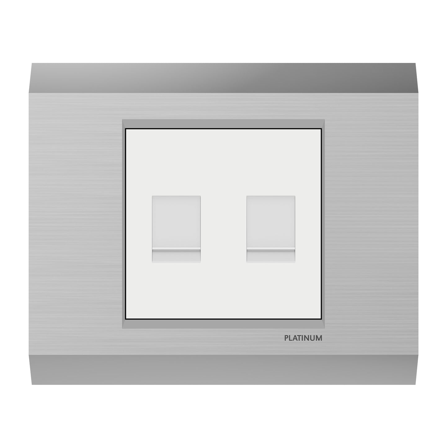 Double Computer Data Net Socket Cat5E with Plate (Platinum Electrical Wiring Devices