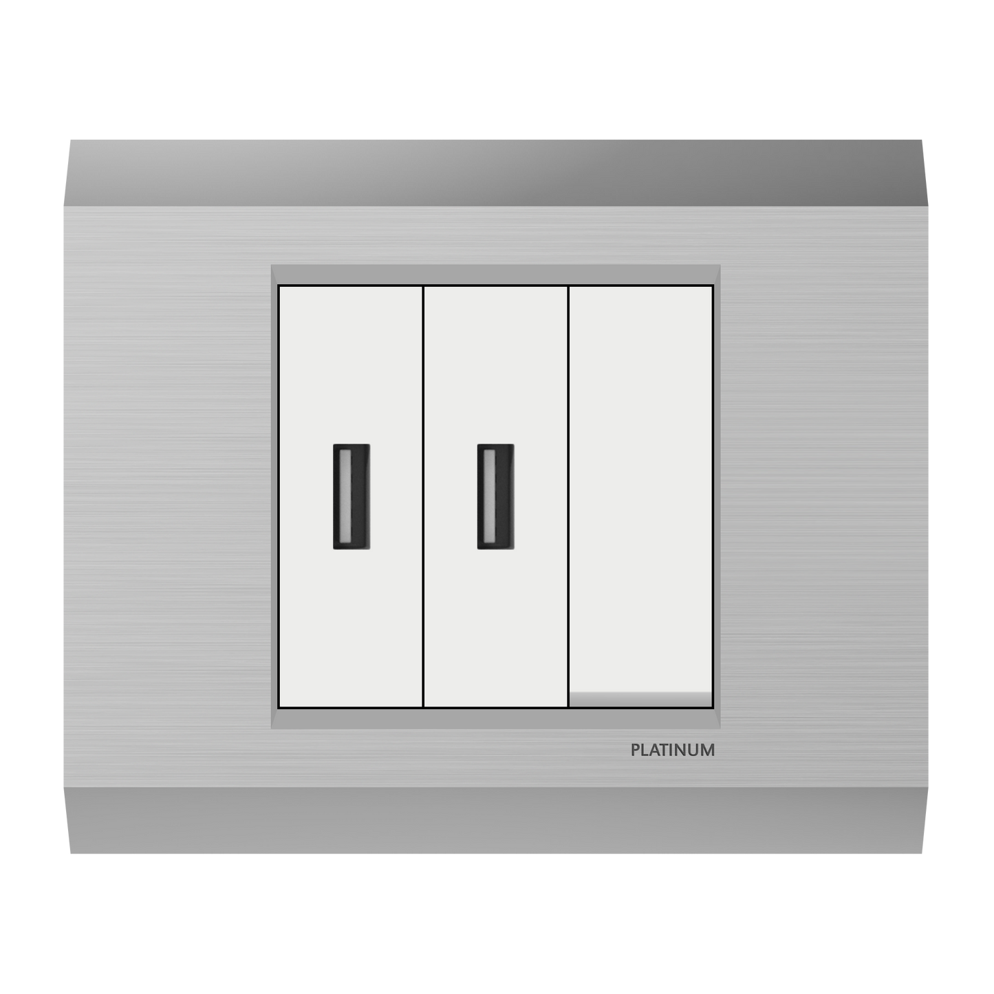 Double USB Socket Phone Charger Power Adapter with Switch and Plate (Platinum Electrical Wiring Devices)