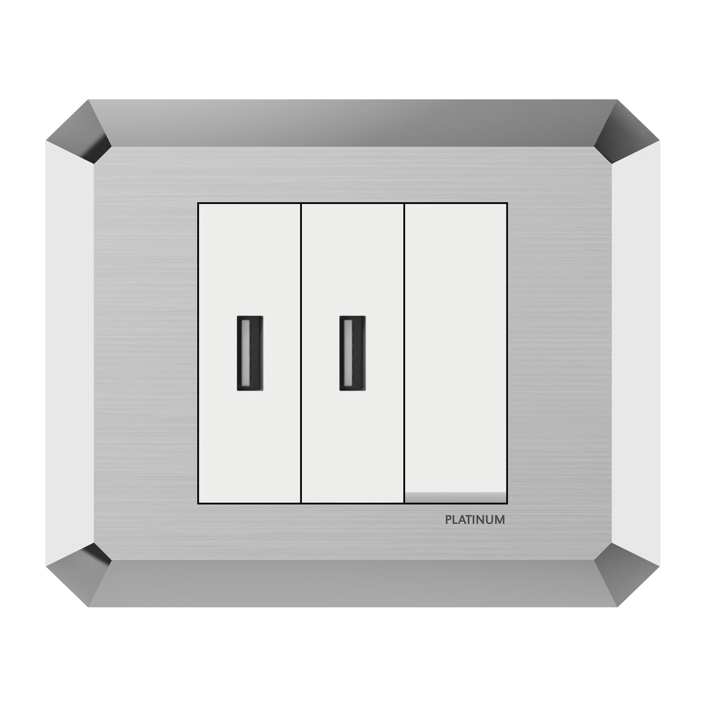 Double USB Socket Phone Charger Power Adapter with Switch and Plate (Platinum Electrical Wiring Devices)