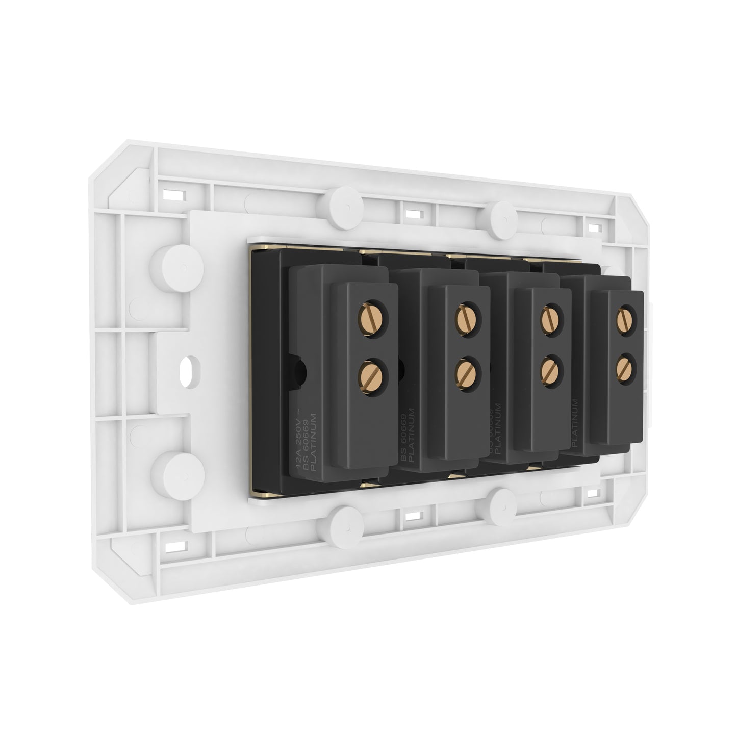 4 Gang 1 Way Switch with Plate (Platinum Electrical Wiring Devices)