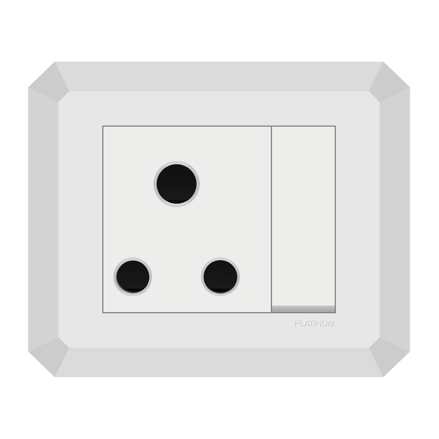 16A 3 pin Round Switched Socket Outlet (Platinum Electrical Wiring Devices)